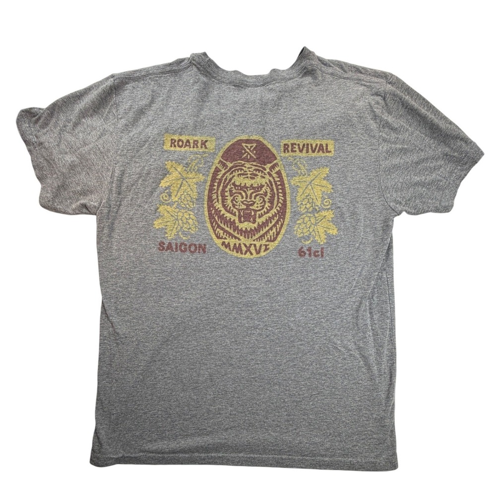 Roark Revival Mens Saigon MMXVI Tiger Graphic T-Shirt Gray Medium